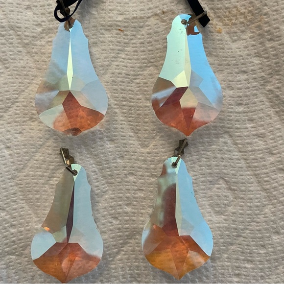 Swarovski Four Crystal Rounded Pendalogue Two Pieces have Ribbon about 2 Inches - Picture 5 of 11